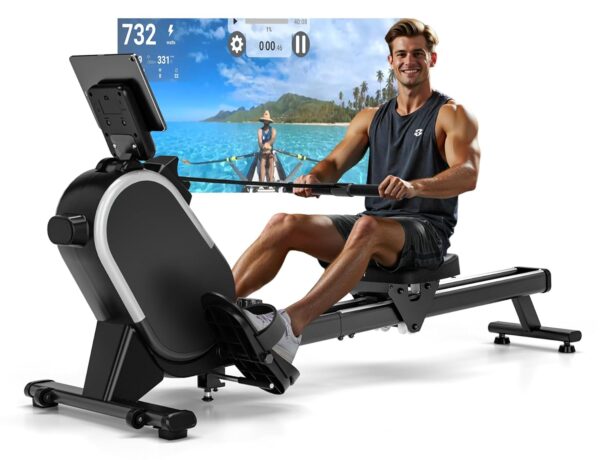2025 Neu Rudergerät für Zuhause, CHAOKE Magnetisches Rudergerät, App-Kompatibel, Rowing Machine mit 16 Widerstandsstufen und Dual-Slide-Rail, Leicht zu Montieren, Belastbar bis...