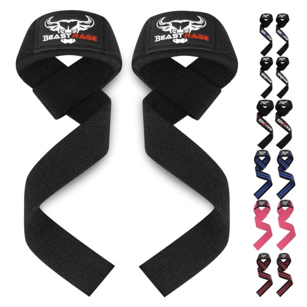 BEAST RAGE Zughilfen für Krafttraining (Fitness Straps) Kreuzheben Gurte Frauen Männer (Gepolstert) Gewichthebergurte Baumwolle Handgelenkstütze Griffe Hantel Bar (Lifting...