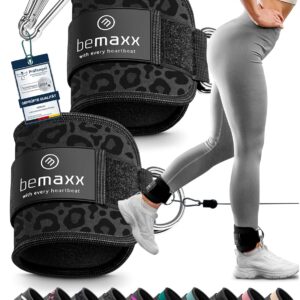 bemaxx Fußschlaufen für Kabelzug 2er Set + eBook - Kickbacks Fussschlaufen Klettverschluss Gepolstert - Seilzug Ankle Foot Straps Fuß-Manschetten Schlaufen | Gym Zubehör...
