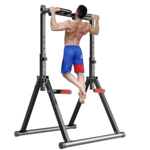 Faltbar Power Tower Dip Station Klimmzugstange Freistehend Höhenverstellbar Multifunktional Fitness Trainingsgerät für Klimmzugstange Liegestütze Abdominal,...