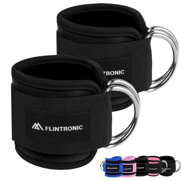 Flintronic Fußschlaufen Kabelzug mit D-Ringen, Fußschlaufen für Fitness Training, Fußmanschetten Kabelzug für Männer und Frauen Beinstrecker, Ankle Straps für Fitness...