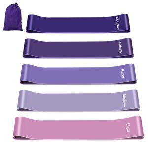 Fokky Fitnessbänder [5er Set], 100% Naturlatex Fitnessband mit Übungsanleitung auf Deutsch & Tragebeutel Resistance Bands Widerstandsbänder Gymnastikband für Muskelaufbau...