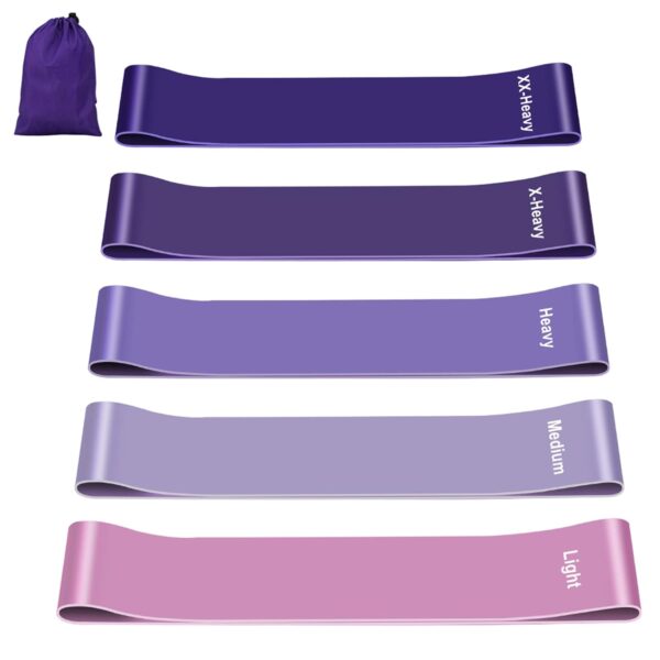Fokky Fitnessbänder [5er Set], 100% Naturlatex Fitnessband mit Übungsanleitung auf Deutsch & Tragebeutel Resistance Bands Widerstandsbänder Gymnastikband für Muskelaufbau...