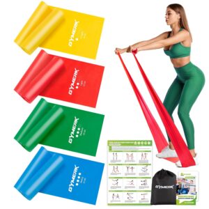 GYMERK Fitnessbänder Set 4er, 1.8M/2M Fitnessband, 4 Widerstandsstufen mit Übungsposter, Gymnastikband mit Tragetasche & Übungsanleitung, Ideal für Yoga, Pilates, Muskelaufbau,...