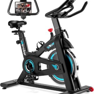Heimtrainer Fahrrad, Indoor Cycling Bike mit LCD-Monitor, Heimtrainer mit Pad-Halterung, Stationäres Fitnessbike für Zuhause Kardio Training, Bis 140KG