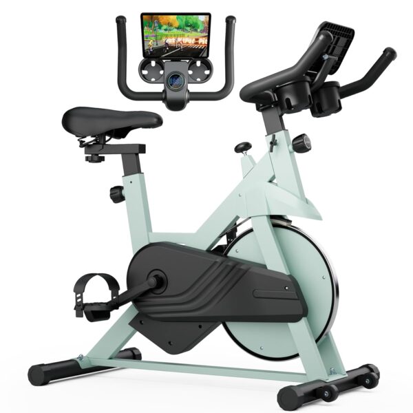 Heimtrainer Fahrrad Superun mit Verstellbarem Magnetwiderstand, Ergometer Hometrainer Fahrrad Leises mit LCD-Monitor und App, Spinning Bike Indoor max 136kg