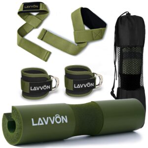 Langhantel Polster Set - Hip Thrust Pad Polster für Langhantelstange - Hantel Nackenpolster, Polsterung für Squats, Booty Training, Gym Fitness - mit Knöchelriemen, Zughilfen...