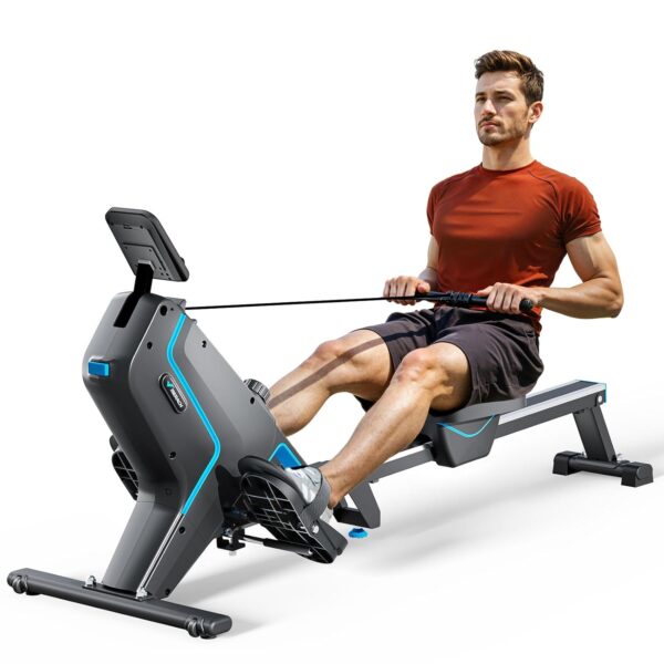 MERACH Rudergerät für Zuhause Klappbar mit Exklusive App, 16 Widerstandsstufen, Leises Magnetisches System, Einfacher Aufbau, Die Erste Wahl für Heimfitness, MAX 158KG