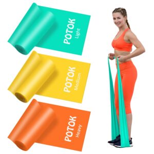 POTOK Fitnessbänder Resistance Bands, Fitnessband, Widerstandsbänder in 3 Stärke für Crossfit, Muskelaufbau, Yoga, Pilates für Männer und Frauen