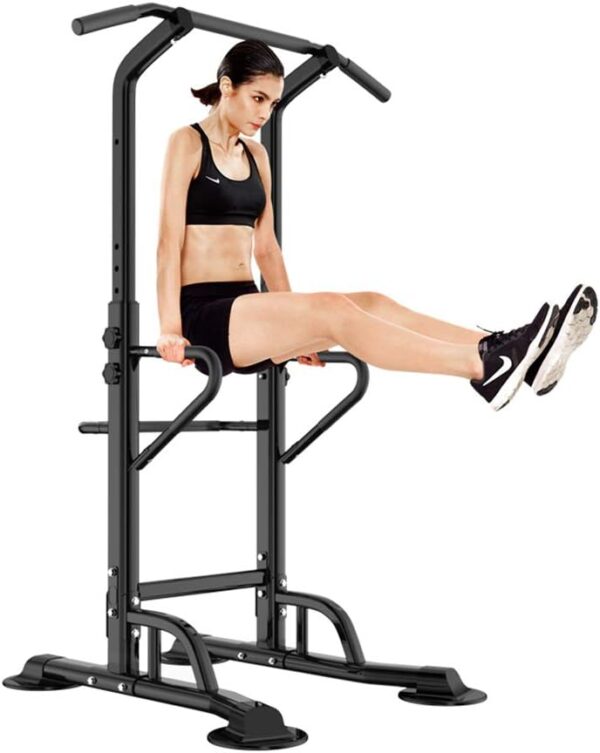 SogesHome Kraftturm mit Dip-Station, Multifunktionale Power Tower Krafttraining klimmzugturm, höhenverstellbar von 190 bis 230 cm, Pull up Bar, Klimmzugstange,...