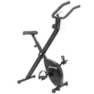 SPORTINATOR® X-Bike faltbarer Heimtrainer mit Computerfunktionen: Geschwindigkeit-, Zeit-, Distanz-, Kalorien- und Pulsmessung, breiter, gepolsterter Sattel