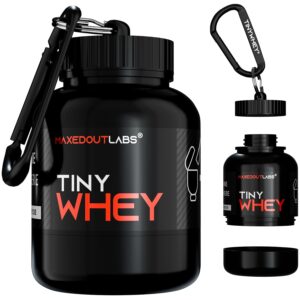 TinyWhey - Mini Bottle Trichter - Behälter für Fitness Pulver Supplements - Anhänger box - Gym Whey Protein Geschenkbox - Schlüsselanhänger