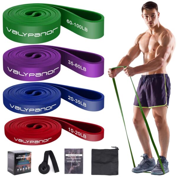 VALYPANOR Widerstandsbänder Set 4 verschiedene Stufen Fitnessbänder Pull Up Übungsbänder für Männer Frauen Fitnessbänder für Krafttraining Yoga,Pilates,CrossFit Bänder mit...